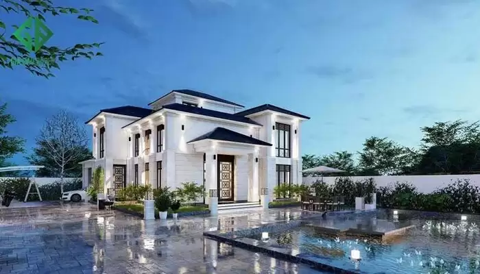 mẫu biệt thự 2 tầng tân cổ điển