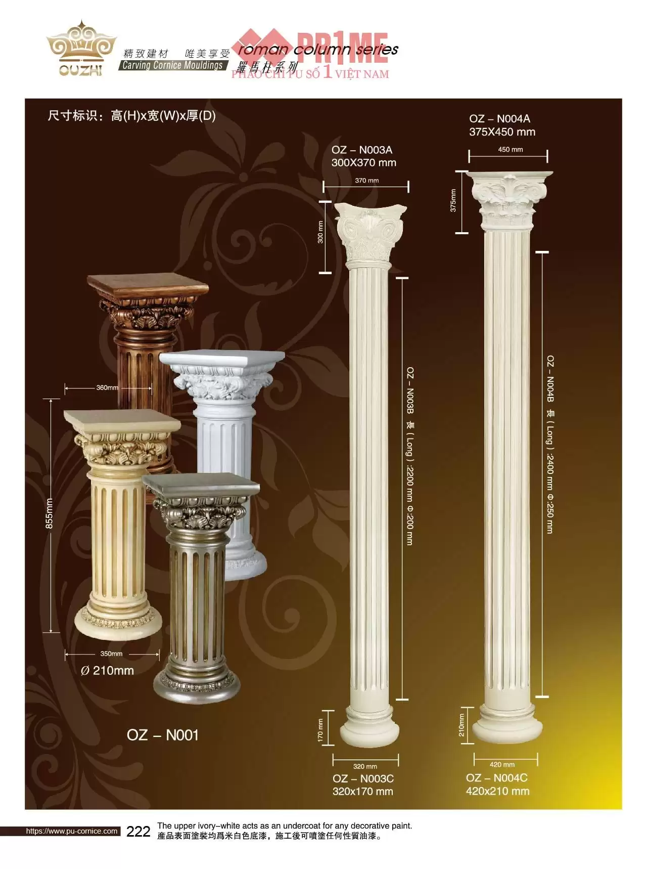 phào chỉ cột tròn