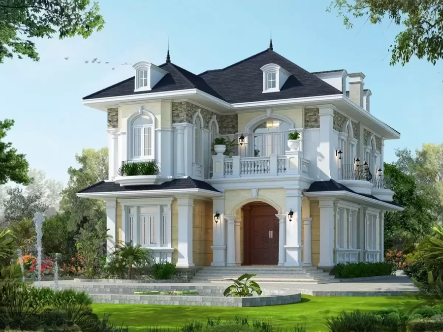 mẫu biệt thự 2 tầng tân cổ điển