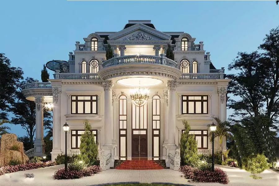 mẫu biệt thự 2 tầng tân cổ điển