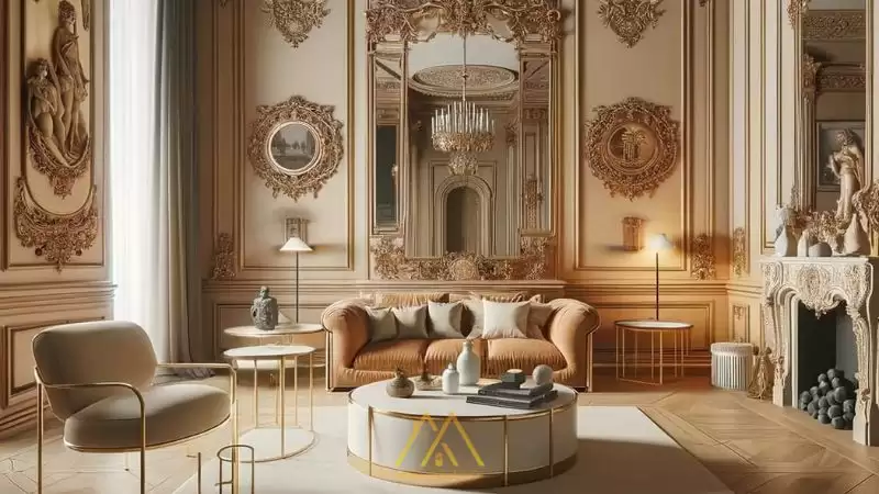 Phòng khách là nơi lý tưởng để phô diễn vẻ đẹp phong cách nội thất Baroque.