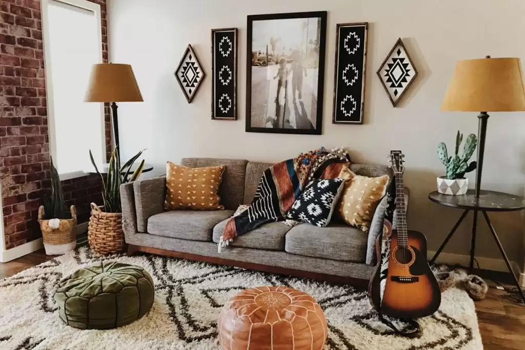Họa tiết dân tộc, vintage và handmade được sử dụng phổ biến trong phong cách nội thất Bohemian