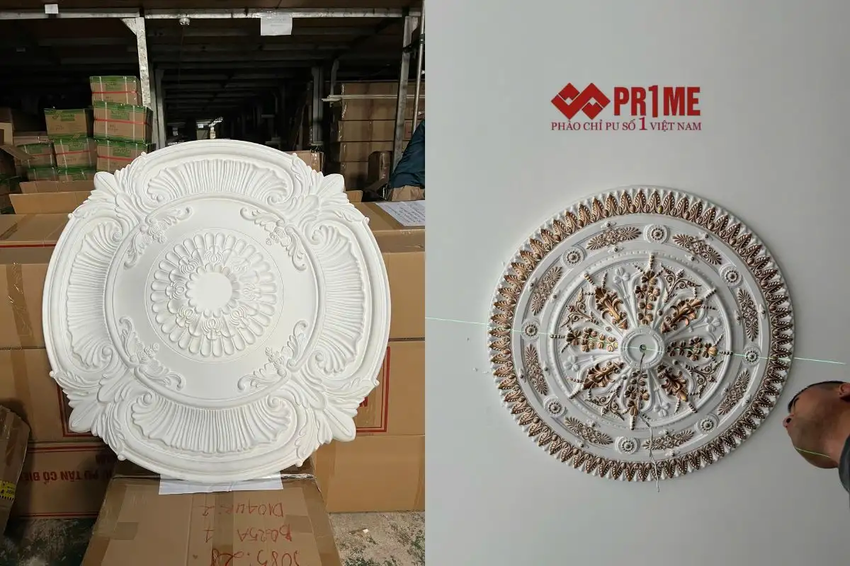 Mẫu mâm trần hình tròn PU thực tế tại Prime Việt Nam