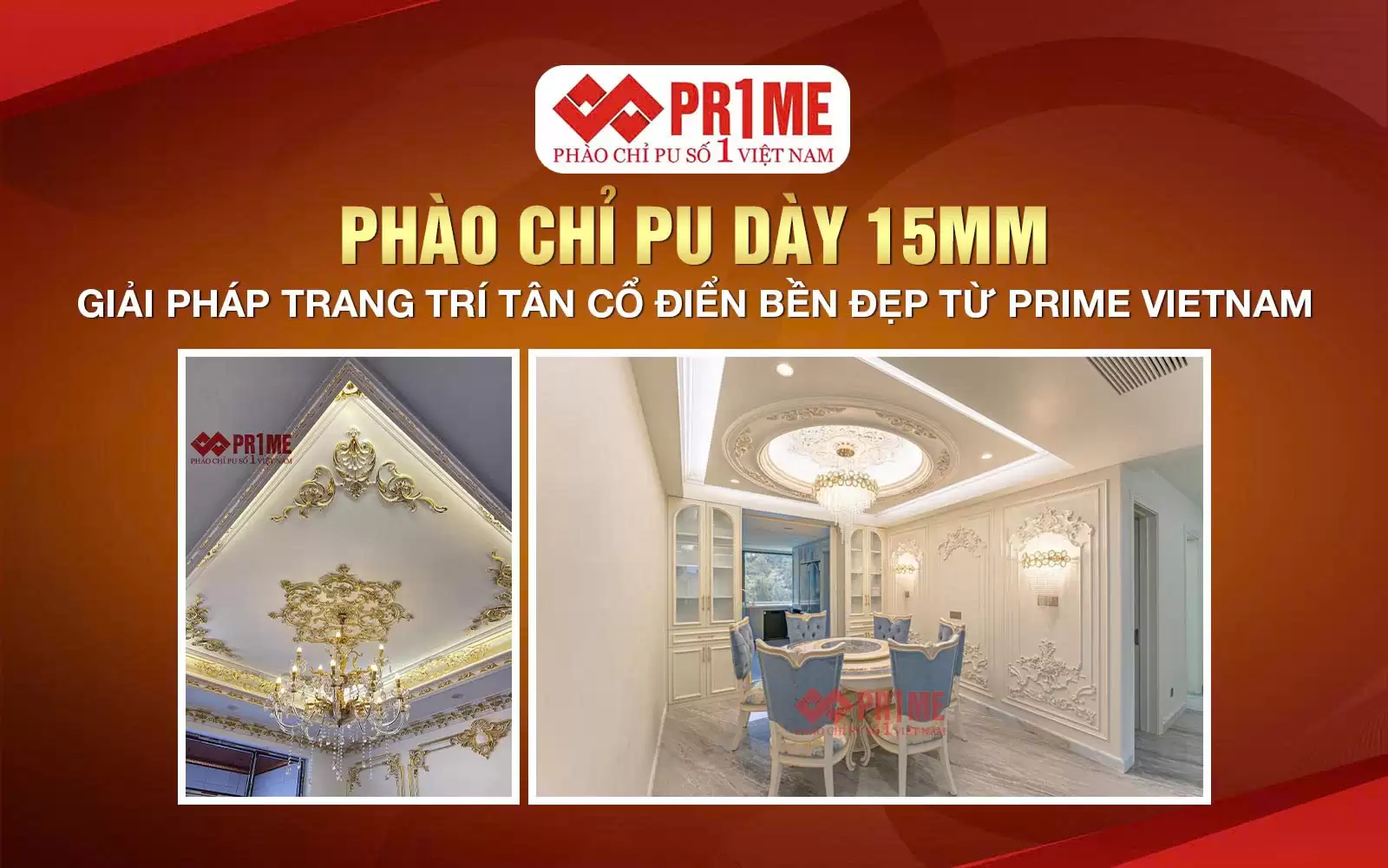 Phào chỉ PU dày 15mm