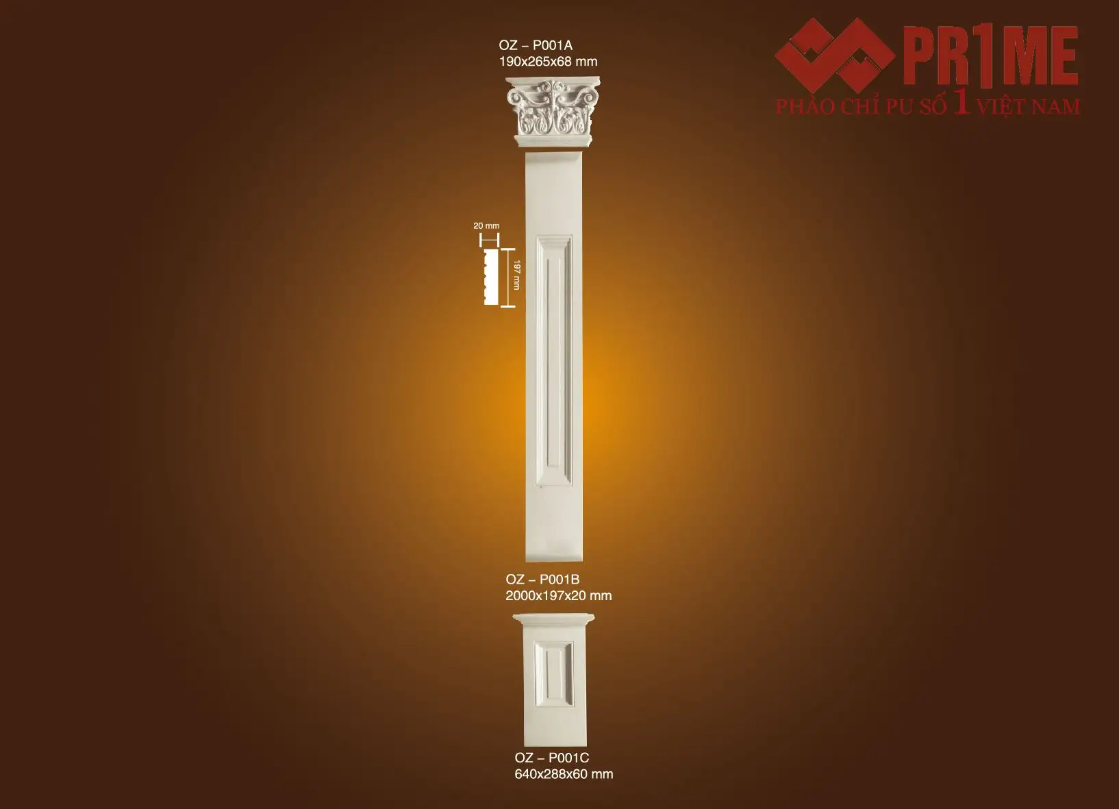 Bộ ốp cột vuông PU OZ – P001