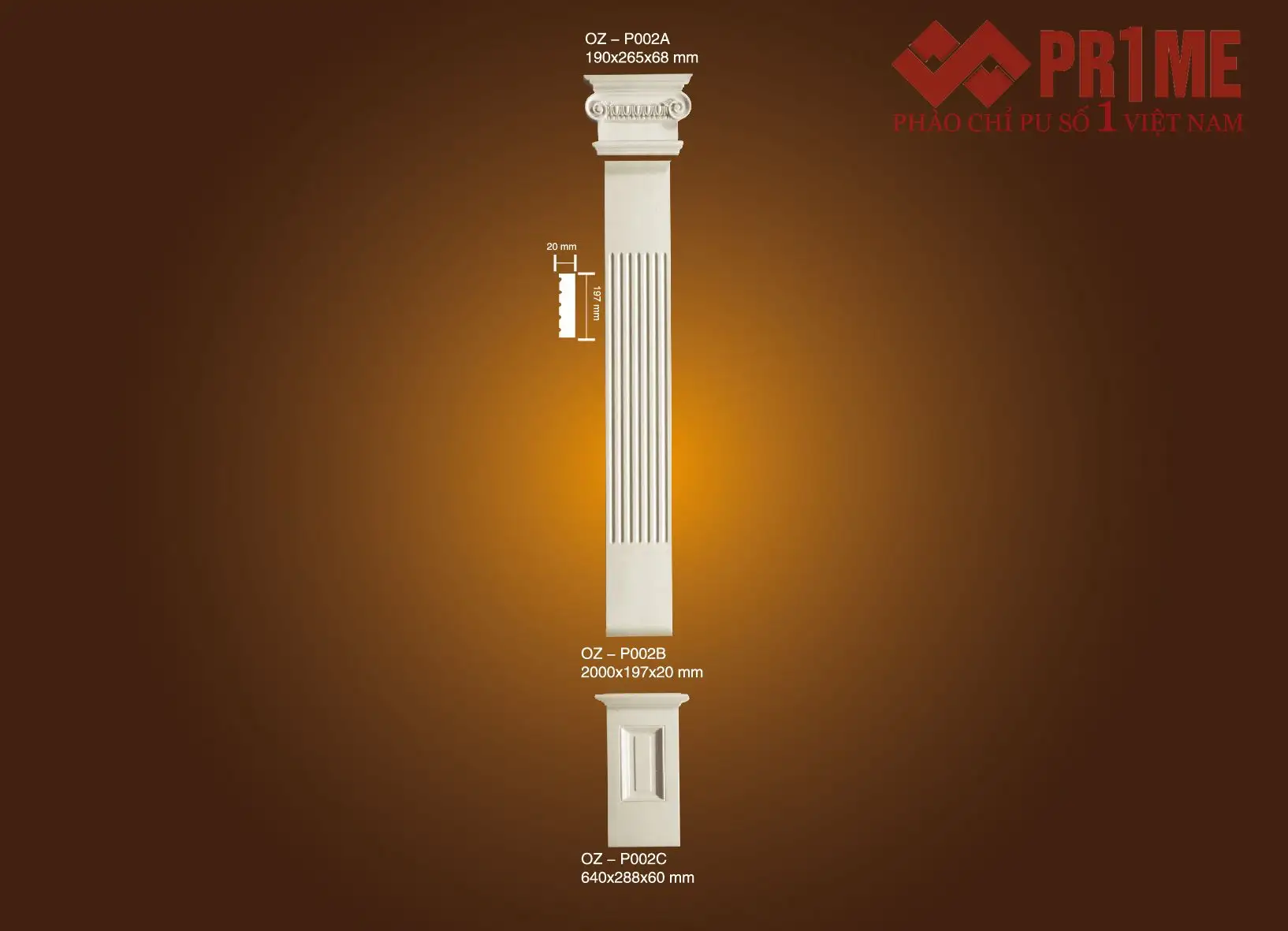 Bộ ốp cột vuông PU OZ – P002