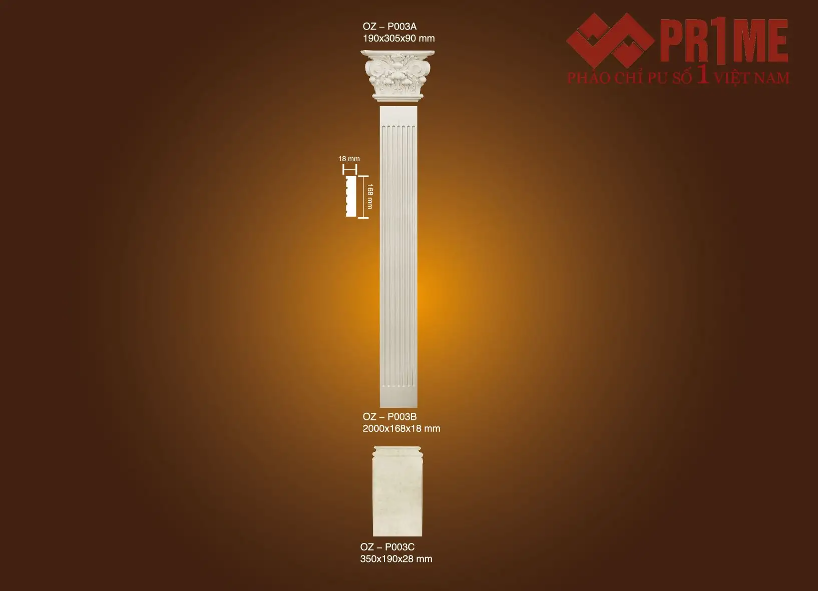 Bộ ốp cột vuông PU OZ – P003