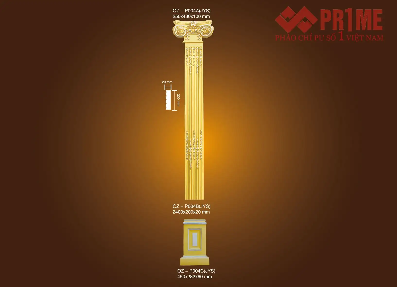 Bộ ốp cột vuông PU OZ – P004