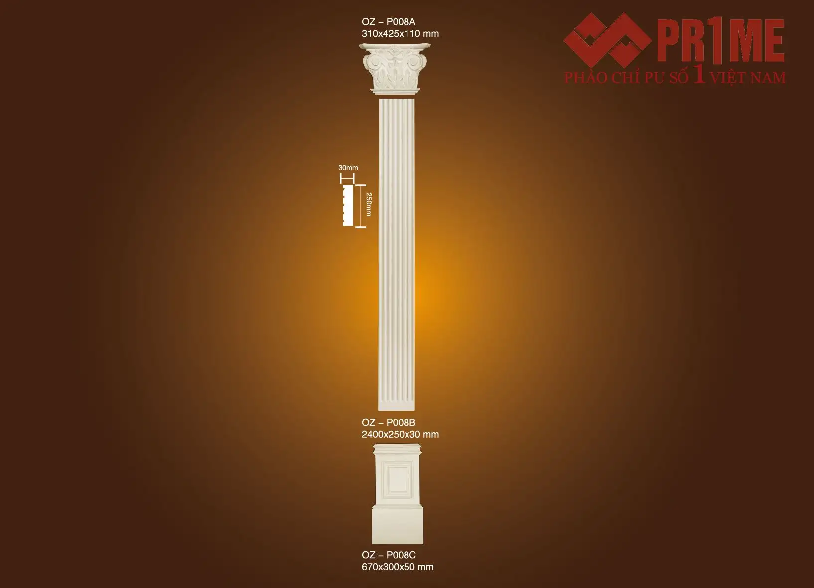 Bộ ốp cột vuông PU OZ - P008