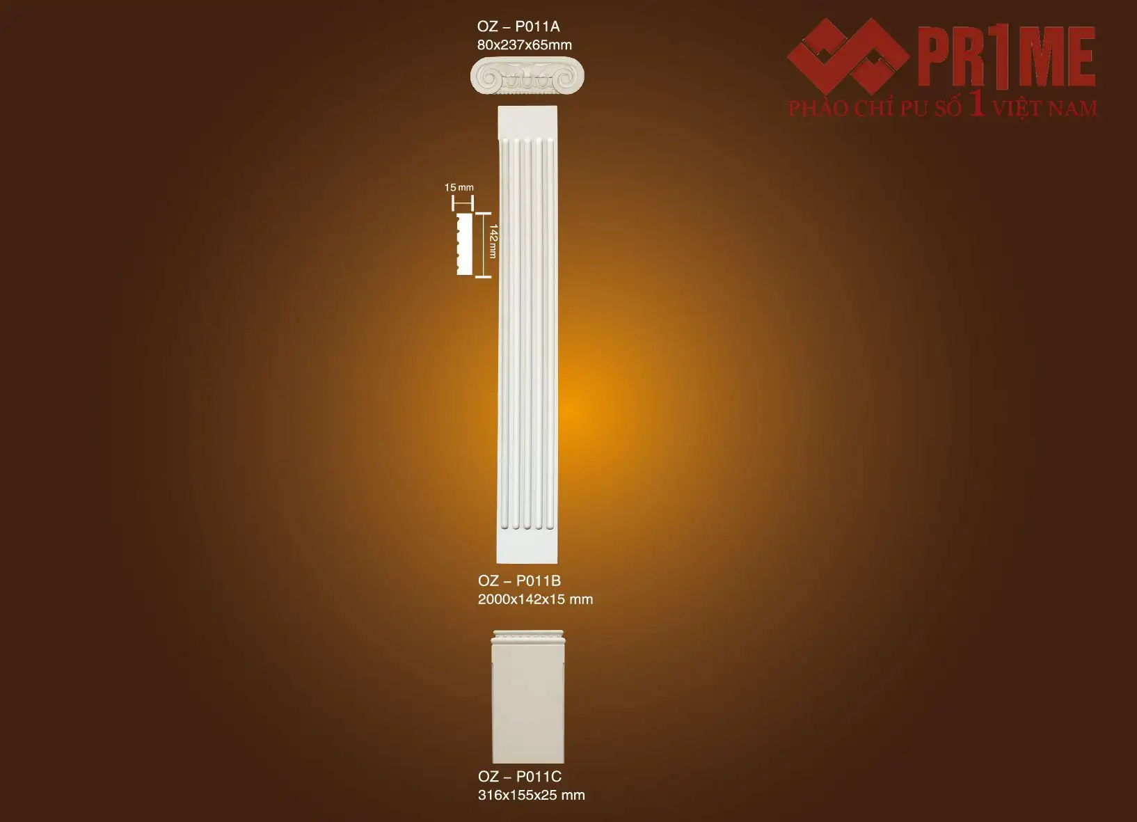Bộ ốp cột vuông OZ P011