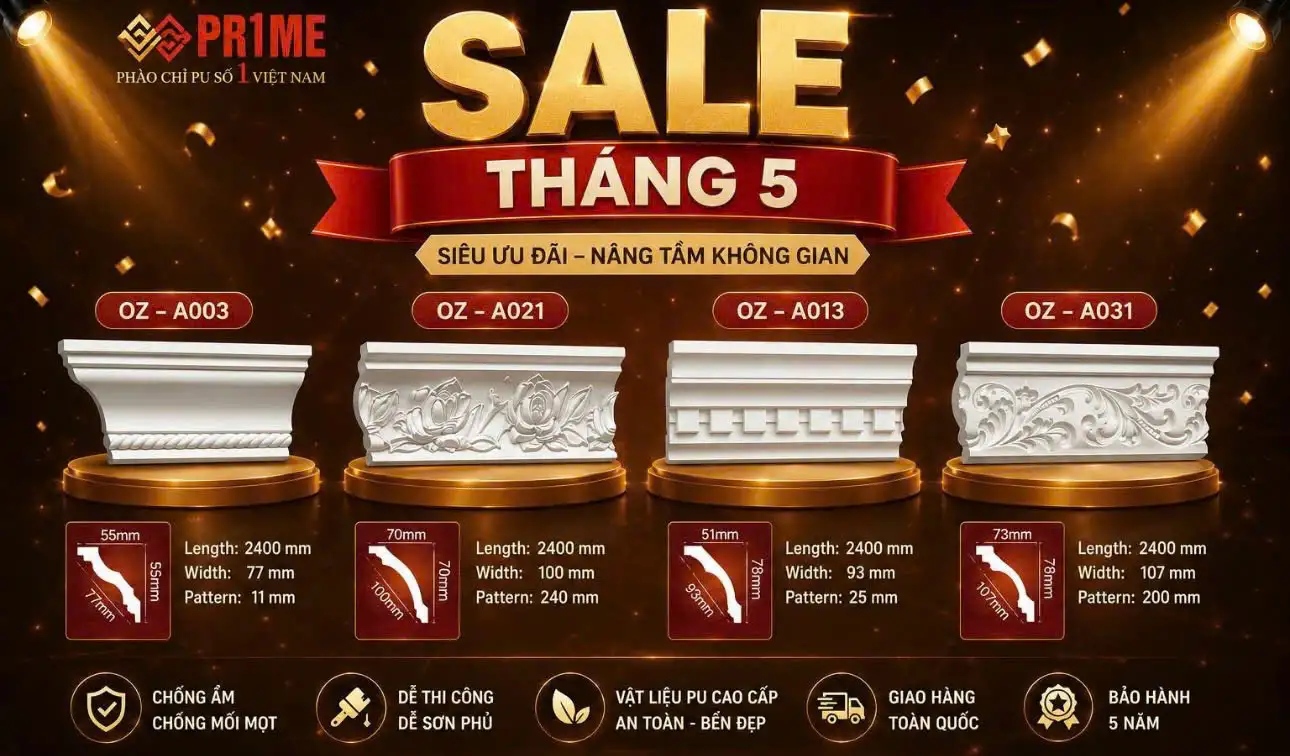 Sale Phào Chỉ Từ Tháng 5 – Giảm Giá Hàng Trăm Mẫu Tại Prime Việt Nam